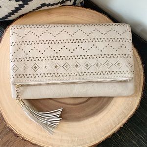 Adorable Laser Cut Foldover Clutch - Like New